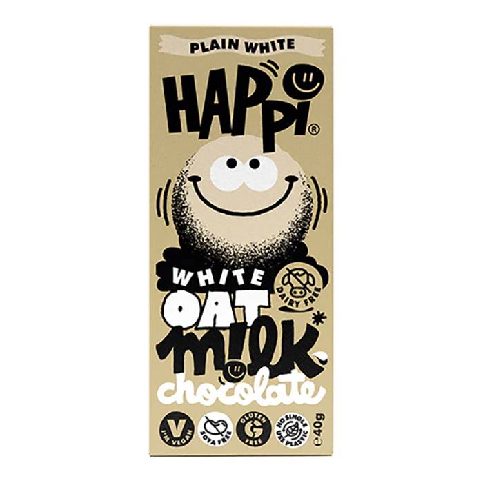 HAPPi - Oat M!lk Plain White Chocolate Bar, 40g - Pack of 12