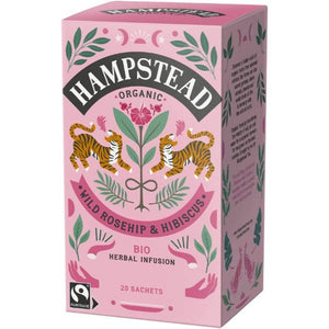 Hampstead Tea - Organic Wild Rosehip & Hibiscus, 20 Bags | Pack of 4