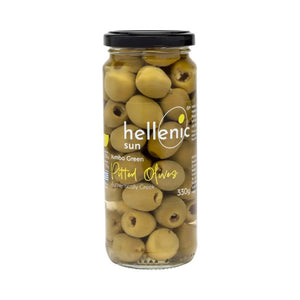 Hellenic Sun - Pitted Jumbo Green Olives, 330g | Pack of 6