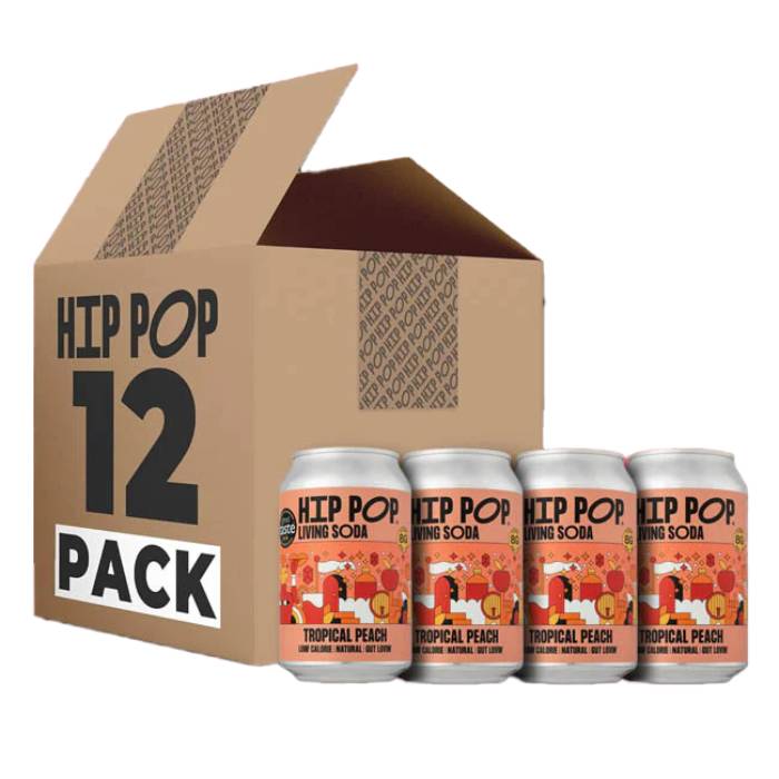 Hip Pop - Tropical Peach Living Soda, 330ml  Pack of 12