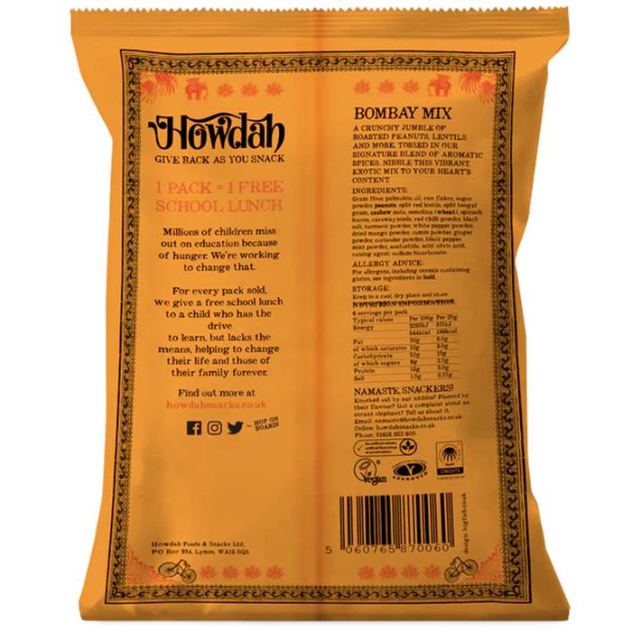 Howdah - Bombay Mix, 150g  Pack of 6 - Back