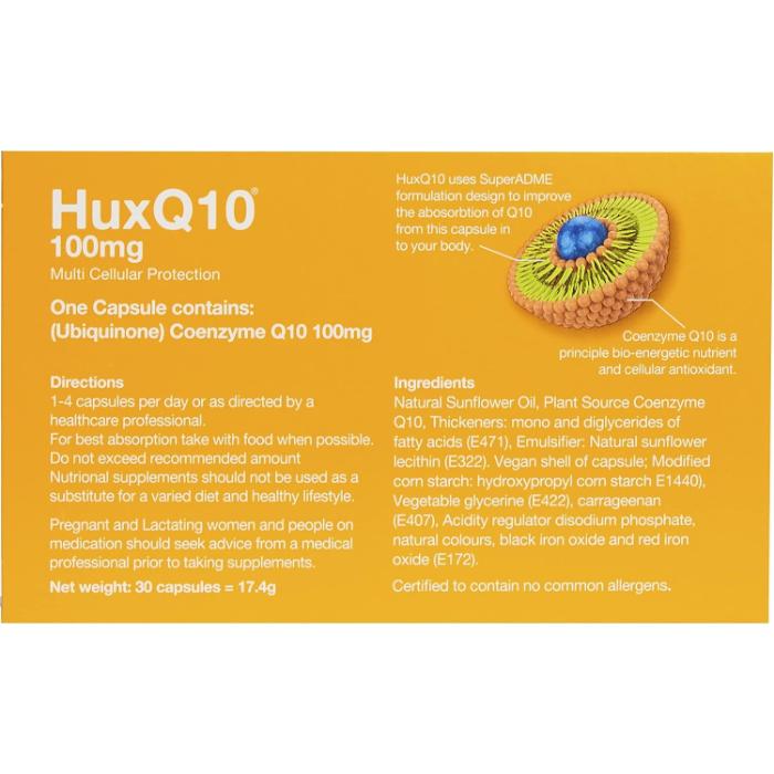 Huxley - HuxQ10 100mg, 30 Veg Capules - back