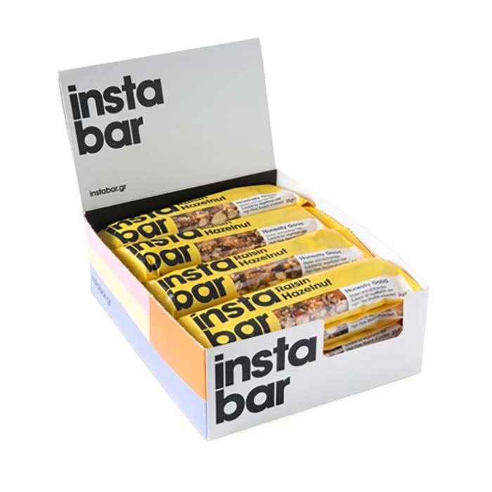 Instabar - Raisin Hazelnut Bars, 35g  Pack of 16