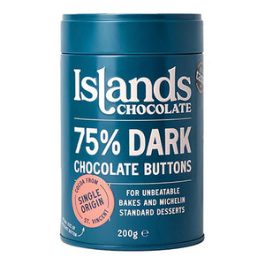 Islands Chocolate - 75% Dark Giant Chocolate Buttons, 200g | Pack of 6