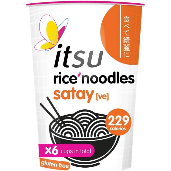 Itsu - Satay Rice Noodle Cup, 64g  Pack of 6