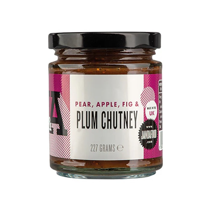 J & A Food - Pear, Apple, Fig & Plum Chutney, 227g - Pack of 6