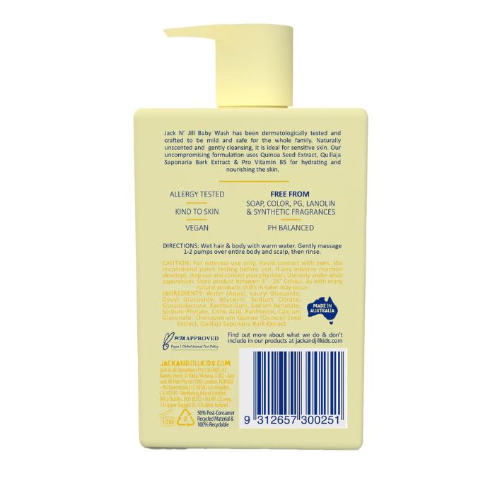 Jack & Jill - Baby Wash Natural, 300ml - back