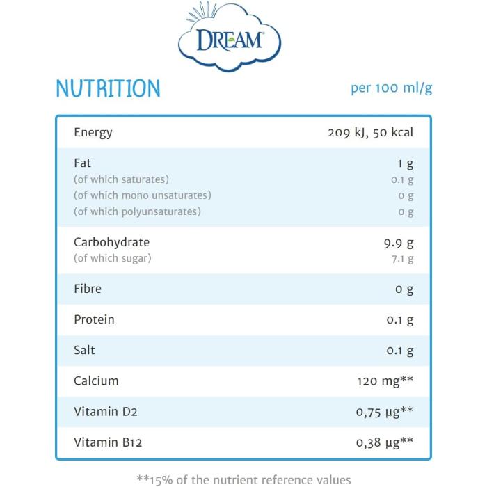 Joya - Rice Milk with Calcium Vitamins D and B12, 1L - back