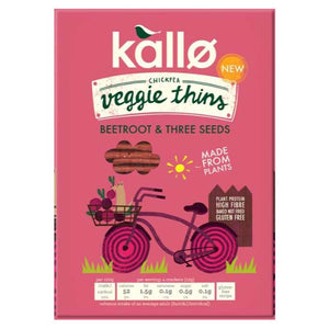 Kallo - Beetroot & Three Seeds Veggie Thins, 100g | Pack of 12