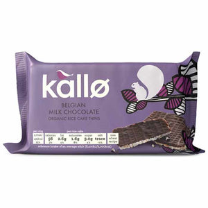 Kallo - Organic Milk Chocolate Rice Cake Thins, 75g | Pack of 22