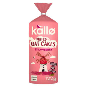 Kallo - Strawberry Puffed Oat Cake, 122g | Pack of 6