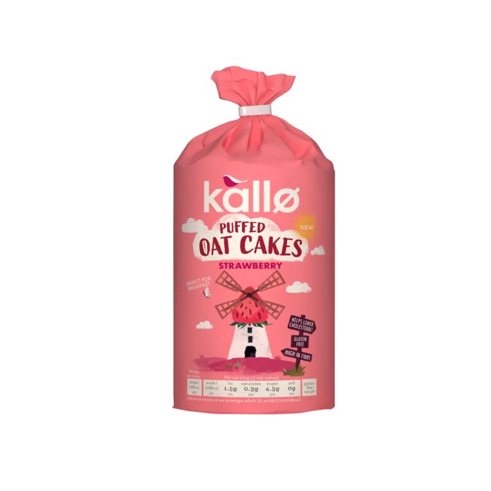 Kallo - Strawberry Puffed Oat Cakes, 122g