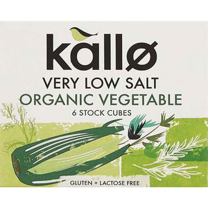 Kallo - Very Low Salt Organic Vegetable Stock Cubes, 6 Cubes | Pack of 15