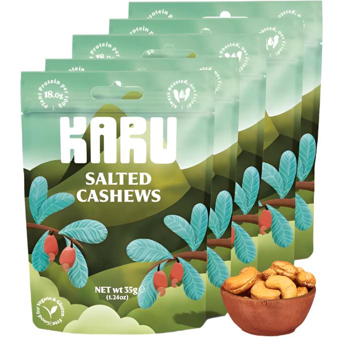 Karu - Cashew Nuts roasted with Salt, 35g - Pack of 10