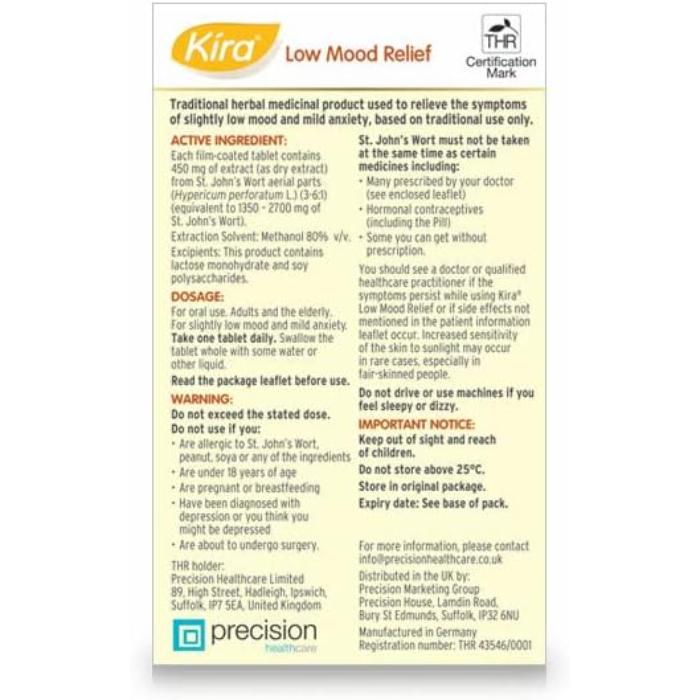 Kira - Low Mood Relief, 30 Tabs - back