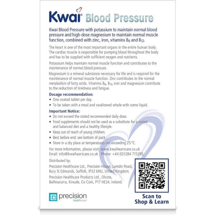 Kwai - Kwai Blood Pressure Relief, 30 Tabs - back