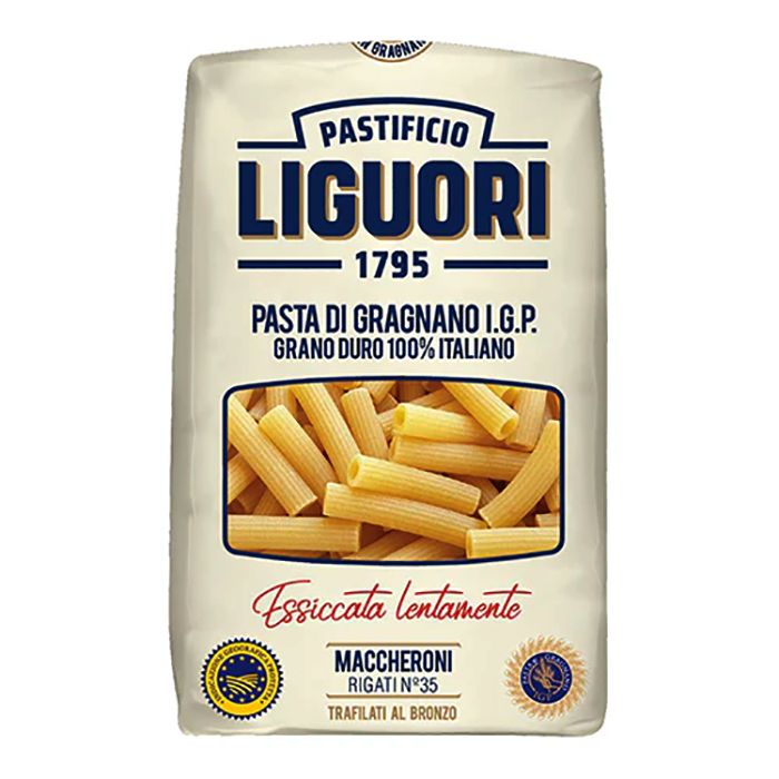 Liguori - Maccheroni Rigati #35 Pasta Shapes, 500g - Pack of 16