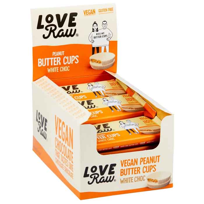 LoveRaw - White Chocolate Peanut Butter Cups, 34g  Pack of 18