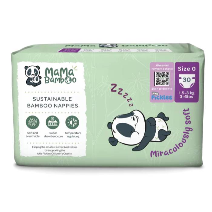 Mama Bamboo - Eco Nappies Size 0 (Tiny Baby x 30 Nappies)