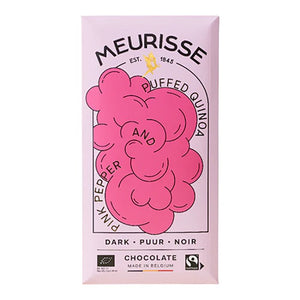 Meurisse - Dark chocolate with Puffed Quinoa & Pink Pepper, 100g | Pack of 15