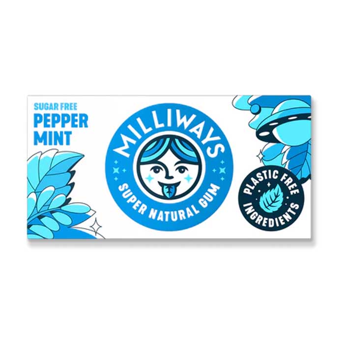 Milliways - Peppermint Power Gum, 19g - Pack of 12