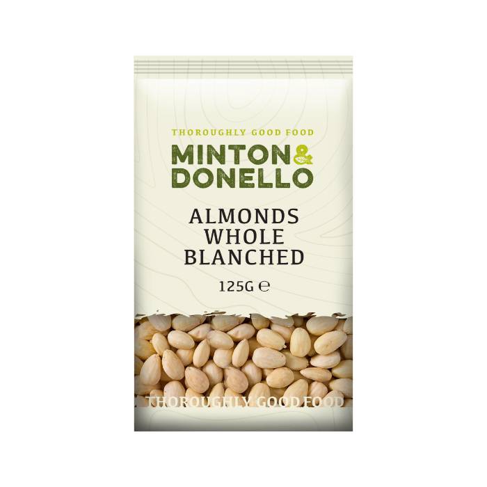 Minton & Donello - Almonds Whole Blanched, 125g  Pack of 6