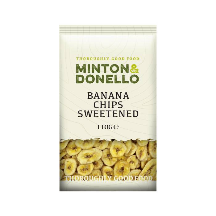 Minton & Donello - Banana Chips Sweetened, 110g  Pack of 6