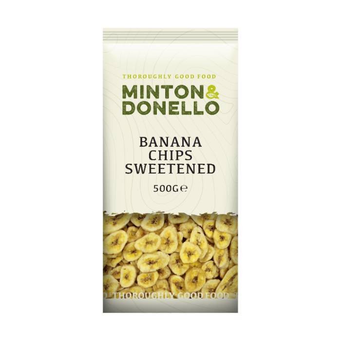 Minton & Donello - Banana Chips Sweetened,500g  Pack of 6