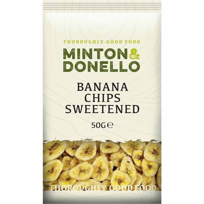 Minton & Donello - Banana Chips Sweetened, 50g -  Pack of 6