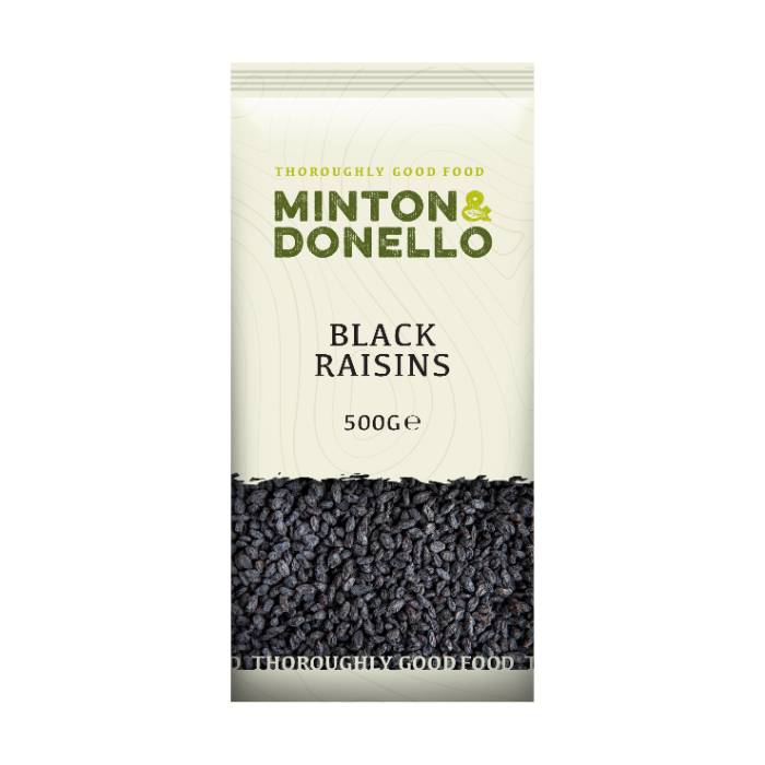 Minton & Donello - Black Raisins, 500g  Pack of 6