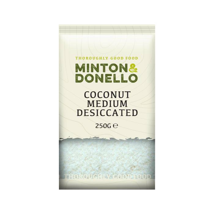 Minton & Donello - Coconut Medium Desiccated, 250g  Pack of 6