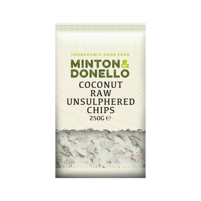 Minton & Donello - Coconut Raw Unsulphered Chips, 250g  Pack of 6