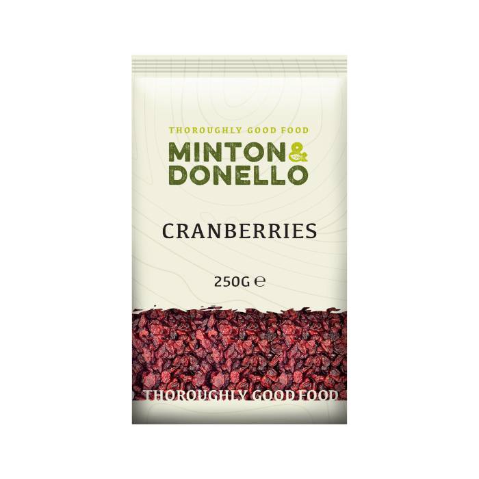 Minton & Donello - Dried Soft Cranberries, 250g  Pack of 6