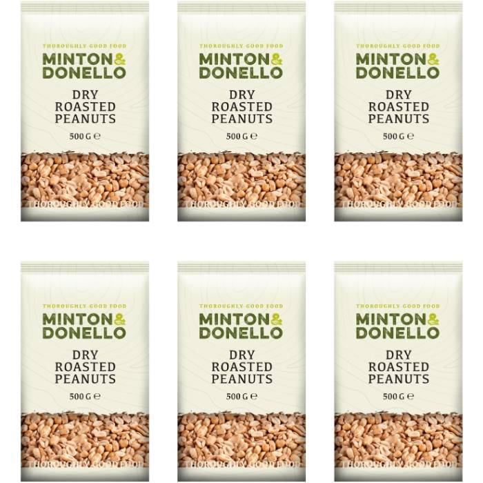 Minton & Donello - Dry Roasted Peanuts, 500g  Pack of 6