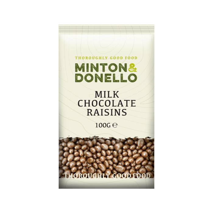 Minton & Donello - Milk Chocolate Raisins, 100g -  Pack of 6