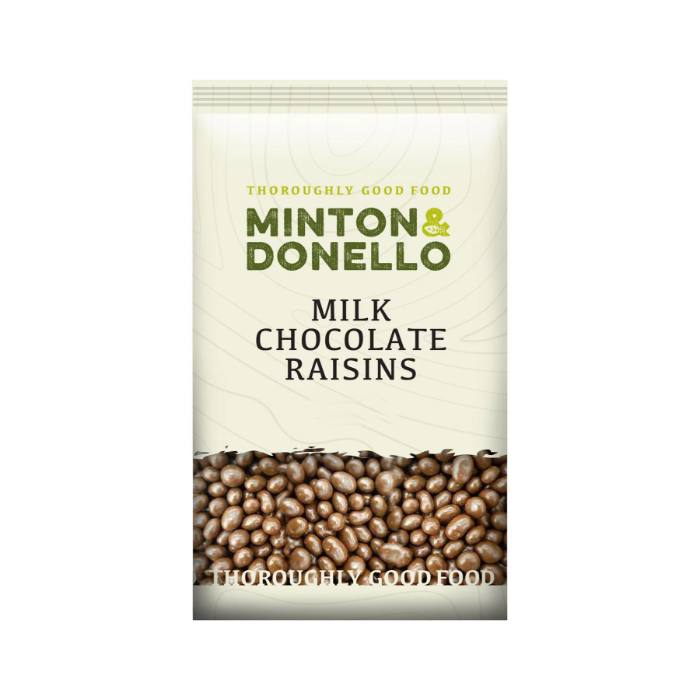 Minton & Donello - Milk Chocolate Raisins, 500g -  Pack of 6