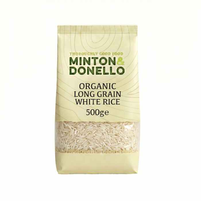 Minton & Donello - Organic Long Grain White Rice, 500g  Pack of 6