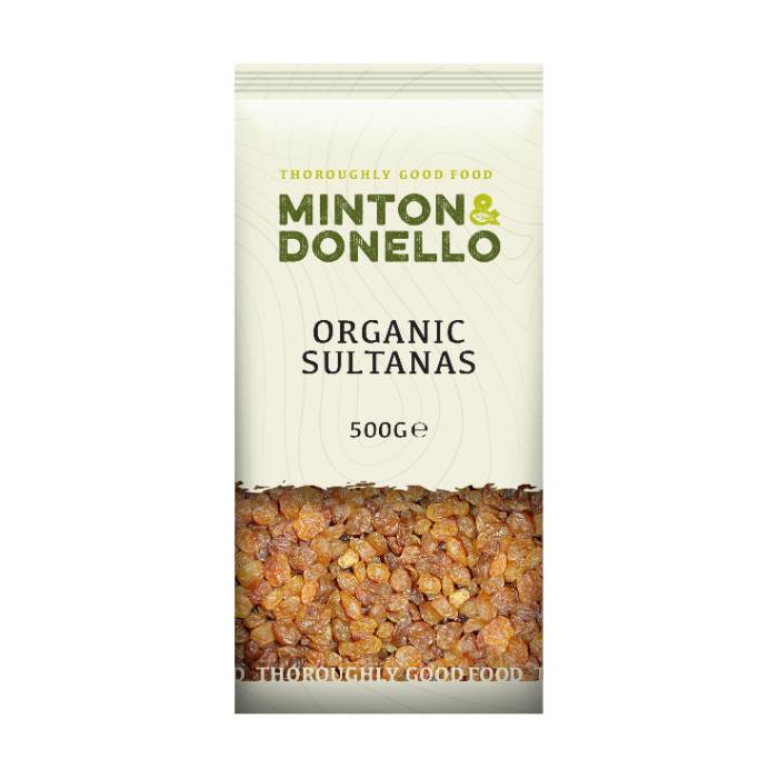 Minton & Donello - Organic Sultanas, 500g  Pack of 6