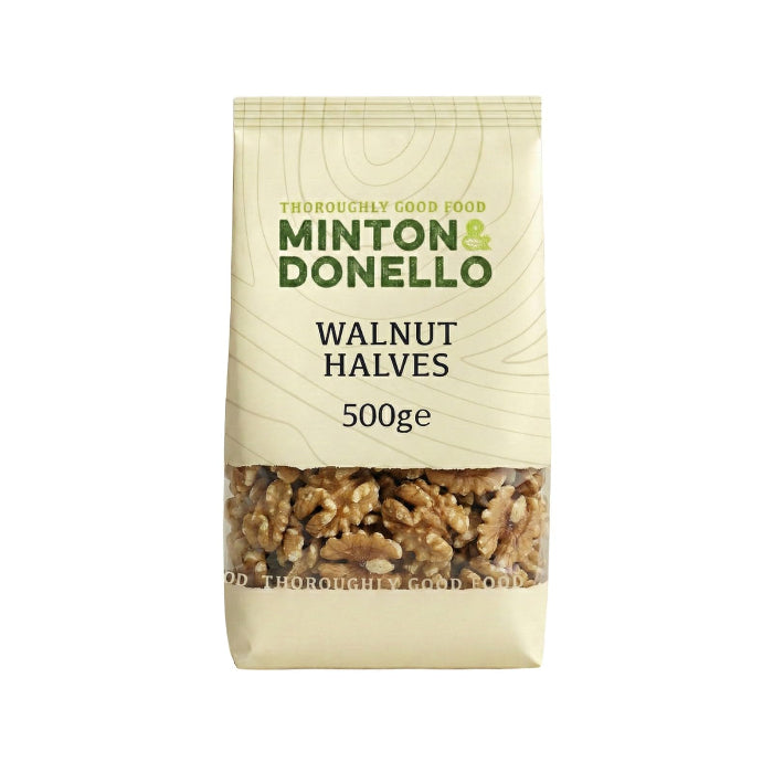 Minton & Donello - Organic Walnuts Halves, 500g - Pack of 6