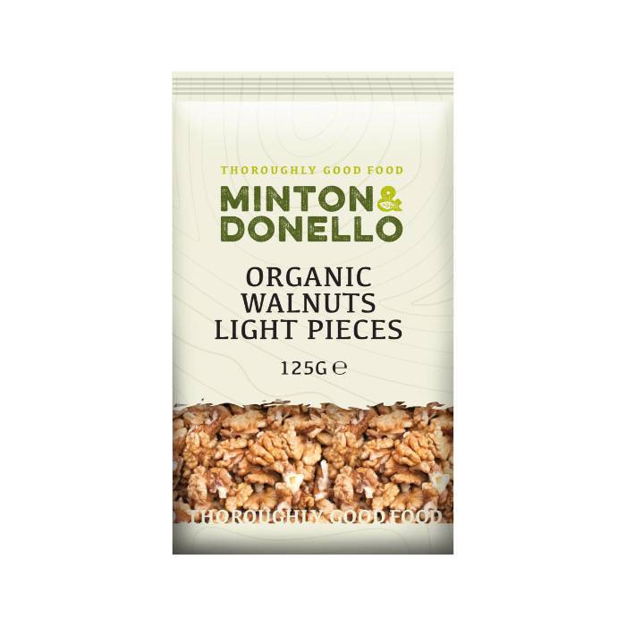 Minton & Donello - Organic Walnuts Light Halves, 125g  Pack of 6