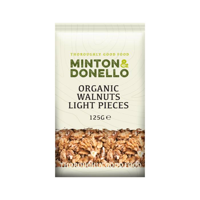 Minton & Donello - Organic Walnuts Light Pieces, 125g  Pack of 6