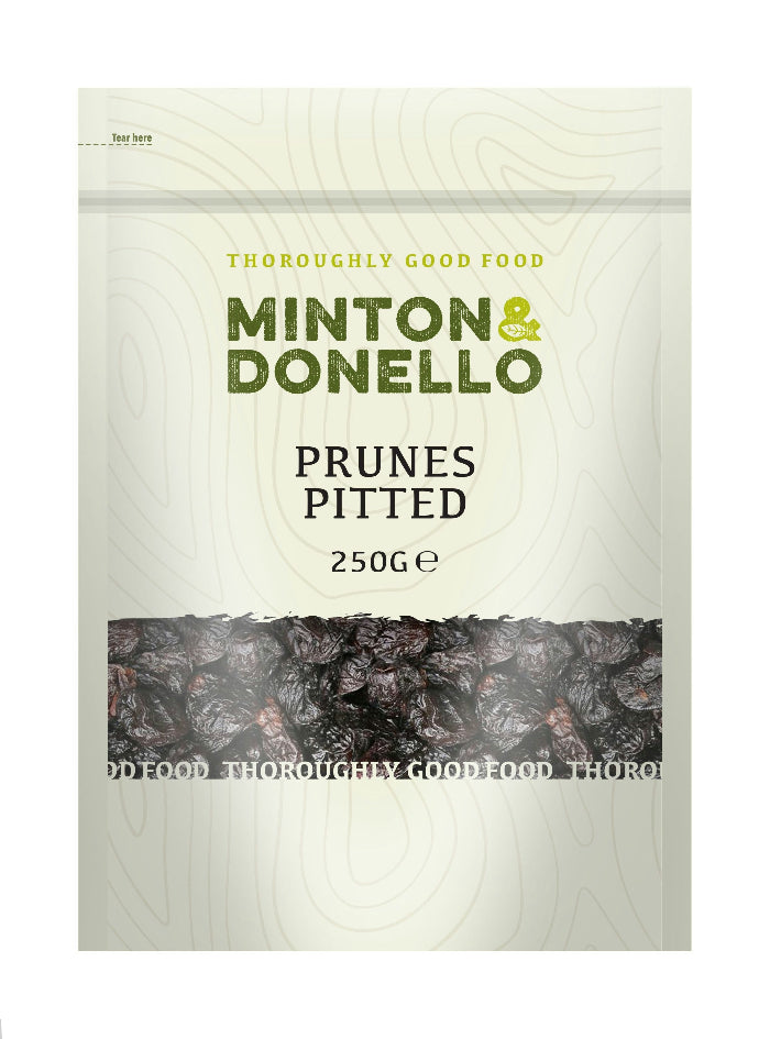 Minton & Donello - Organicanic Prunes Pitted, 250g - Pack of 6