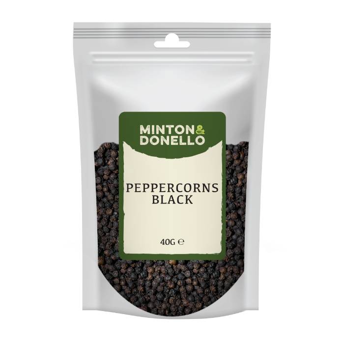 Minton & Donello - Peppercorns Black, 40g  Pack of 10