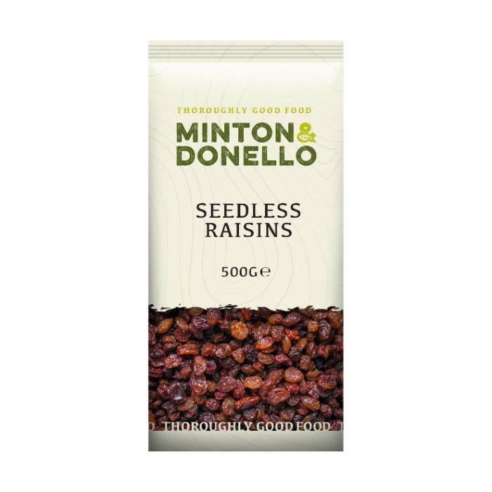 Minton & Donello - Seedless Raisin, 500g  Pack of 6