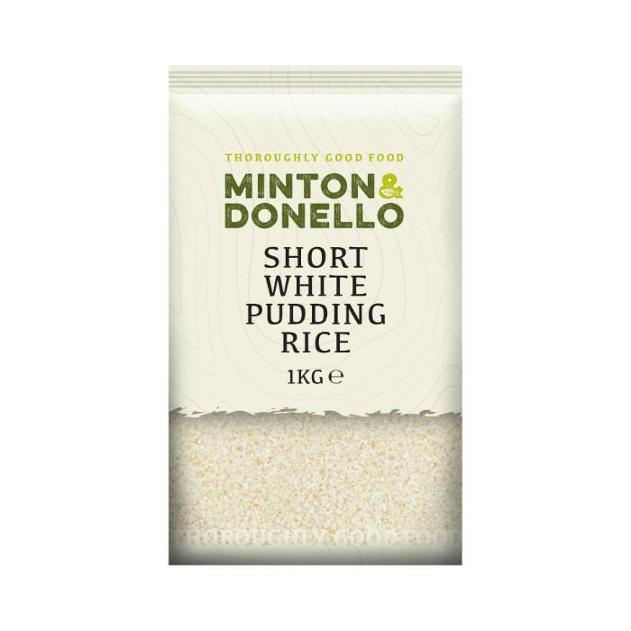 Minton & Donello - Short White Pudding Rice, 1000g  Pack of 6