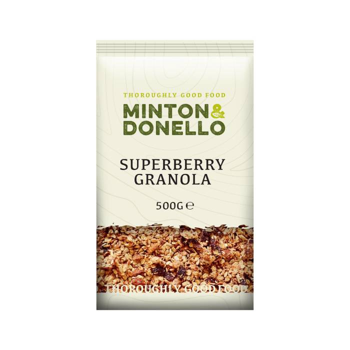 Minton & Donello - Super Berry Granola Crunch, 500g  Pack of 6