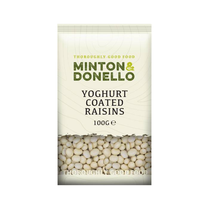 Minton & Donello - Yoghurt Coated Raisins, 100g -  Pack of 6