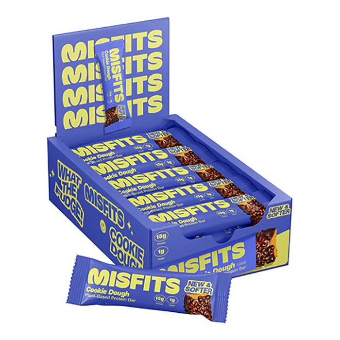 Misfits - Plant Based Protein Bar Cookie Dough, 50g  Pack of 15