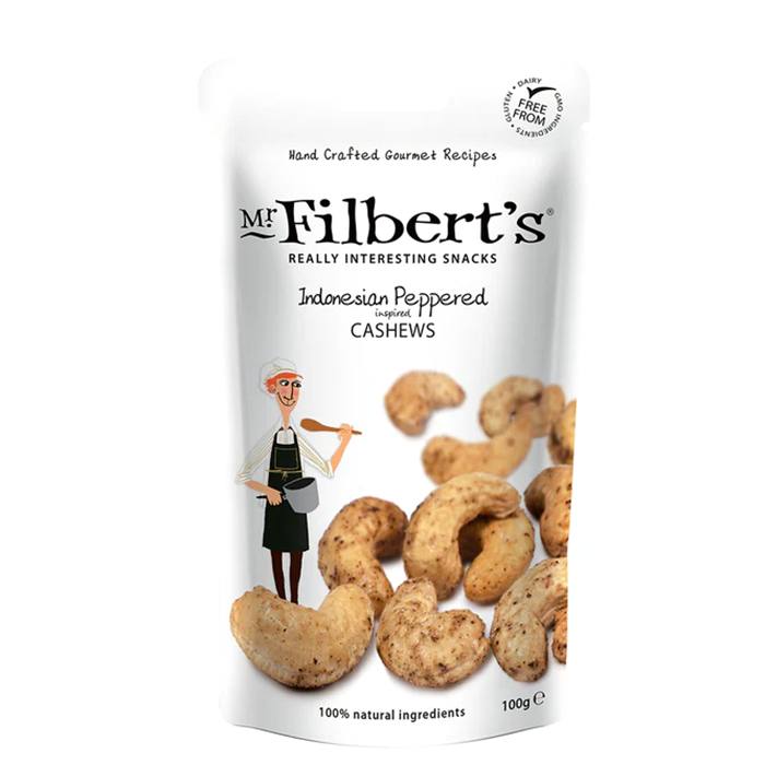 Mr Filberts - Indonesian Peppered Cashews, 100g - Pack of 12