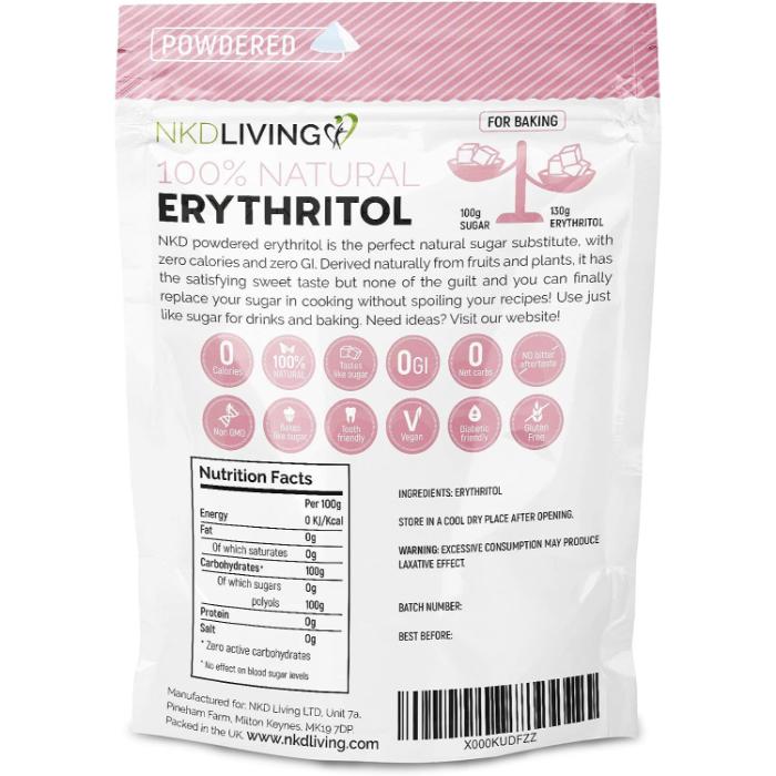 NKD Living - Erythritol Powdered, 200g - back